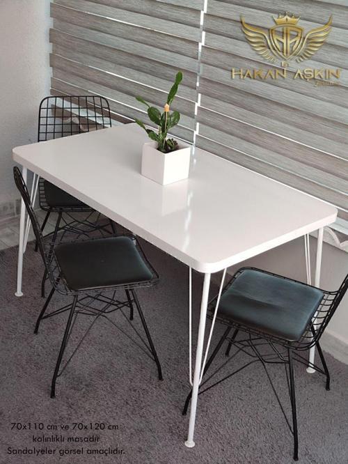 Beyaz Ayaklı 70X110 Cm Kalınlıklı (Tek Masa) Parlak Beyaz Mutfak - Balkon - Çalışma Masası