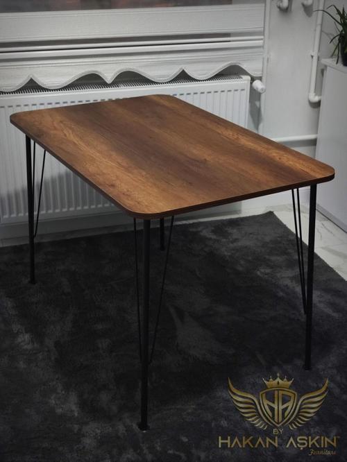 Metal Ayaklı 70X110 Cm Barok Ceviz Eclipse 2024 Mutfak Masası Çalışma Masası Bilgisayar Masası