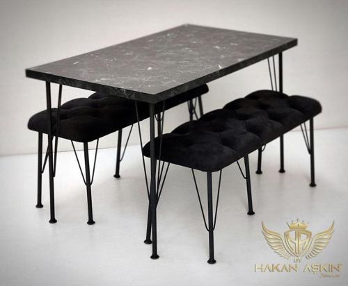 Metal Ayaklı 70X120Cm Black Luxury Table & Bench Series 2024