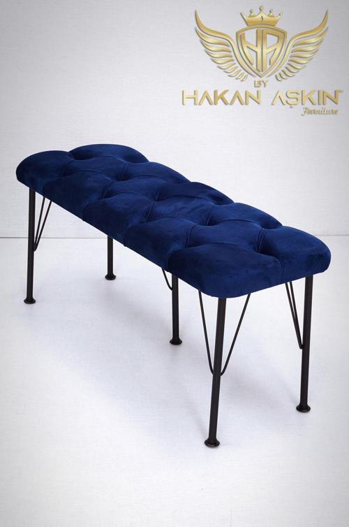 Metal Ayaklı Babyface Puf & Bench Blue
