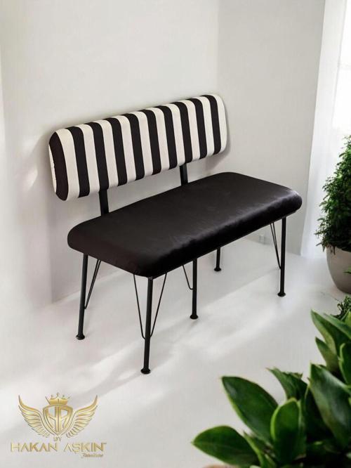 Metal Ayaklı Metal Alt Kasalı Black Zebra Combined New 2024 Sırtlı Bench & Bank