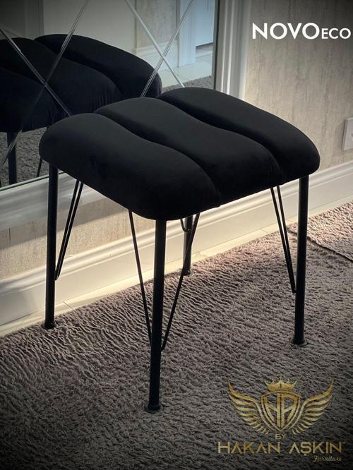 Metal Ayaklı Novoeco Puf Black 40X45 Cm