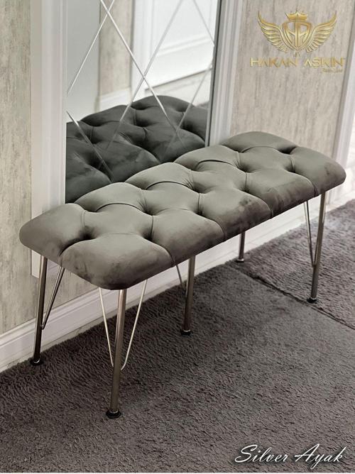 Silver Metal Ayaklı 100 Cm Babyface Puf & Bench Koyu Füme 2024