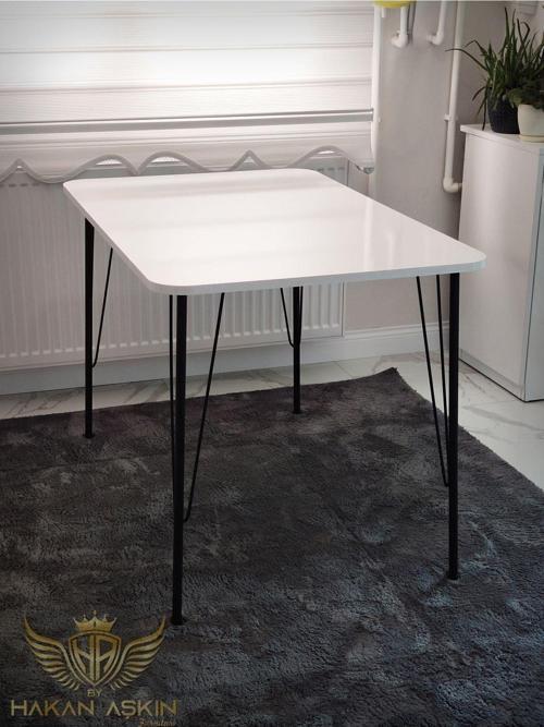Siyah Ayaklı 70X110 Cm White Eclipse 2024 Mutfak Masası Çalışma Masası Bilgisayar Masası