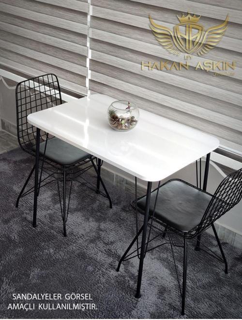 Siyah Metal Ayaklı 60X90 Cm (Tek Masa) Parlak Beyaz Eclipse 2024 Mutfak - Balkon - Çalışma Masası