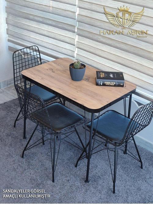 Siyah Metal Ayaklı 60X90 Cm Kalınlıklı (Tek Masa) Eclipse Mutfak - Balkon - Çalışma Masası