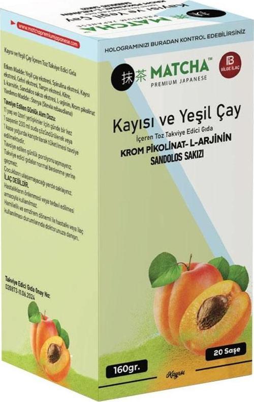 Matcha Kayısı ve Yeşilçay 20 Adet