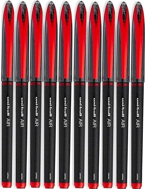 Kırmızı Pilot Kalem 10 Adet Uniball Air Mikro 0.5 mm Roller Pilot Kalem Uba-188-M Roller Uçlu Likit Mürekkep Jel Kalem