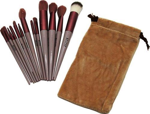 13PCS EFLATUN KADİFE TORBALI MAKYAJ FIRÇA SET-Findit