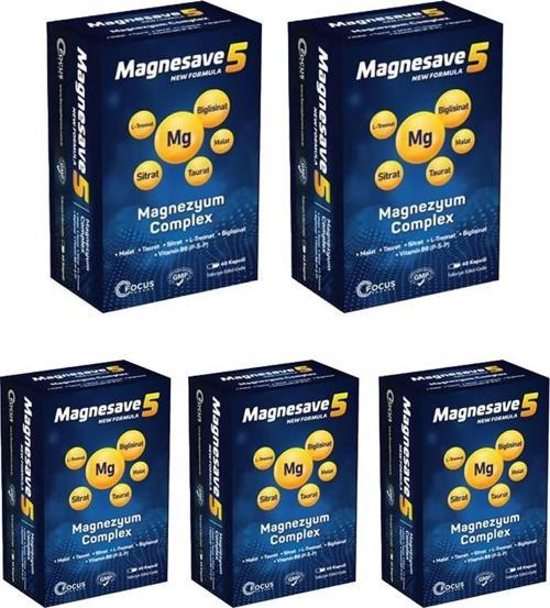 Magnesave5 Magnezyum Complex 60 kapsül x5