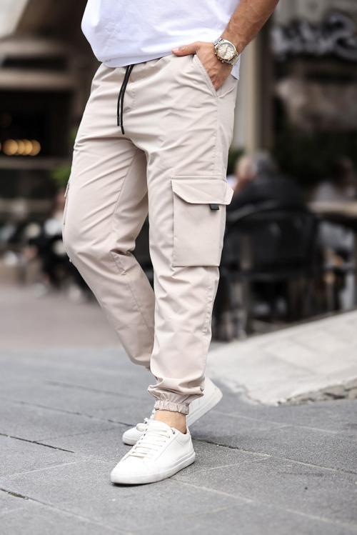 Beli Lastikli Kargo Cepli Esnek Lamine Paraşüt Kumaş Erkek Kargo Pantolon