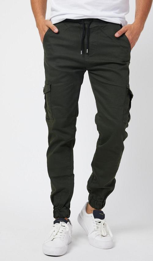 Slim Fit  Yandan Cepli Bel Bağcıklı, Paçaları Lastikli Esnek Kargo Erkek Pantolon
