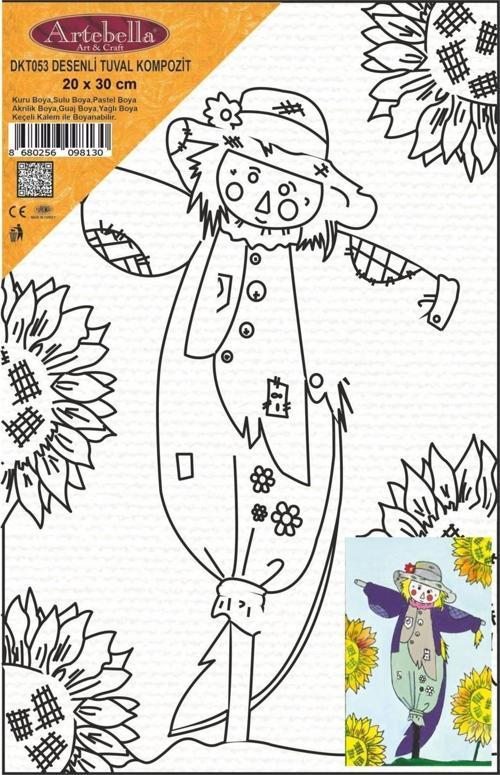 DKT053 desenli tuval kompozit boyama 20x30 cm