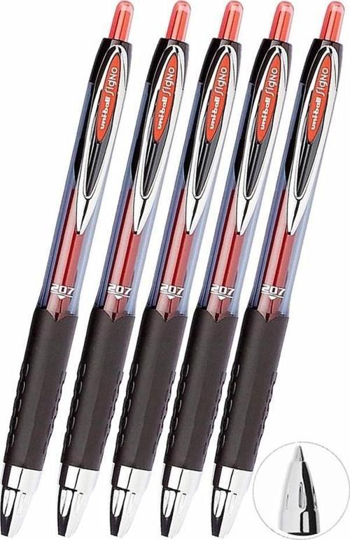 Kırmızı Pilot Kalem 5 Adet Uniball Signo 207 0.7 mm Roller Pilot Kalem Umn-207 Likit Mürekkepli Pilot Kalem Jel Kalem