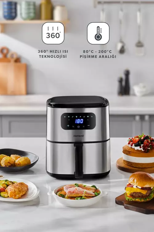 Airfrday 2503h Uyumlu 8 Farklı Program Dokunmatik Ekran 4,2 Litre Smart Airfryer