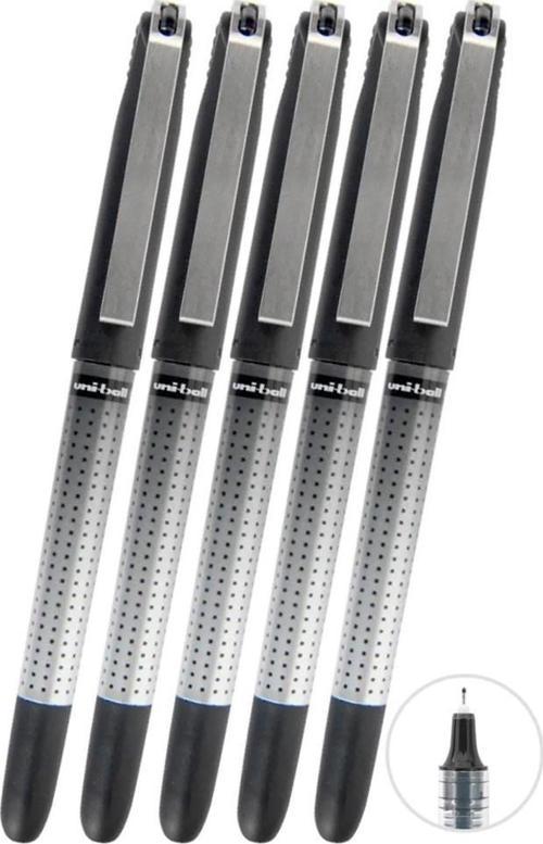 Siyah Pilot Kalem 5 Adet Uniball Eye Needle 0.5 mm İğne Uçlu Pilot Kalem Ub-185 S İğne Uçlu Likit Mürekkep Jel Kalem