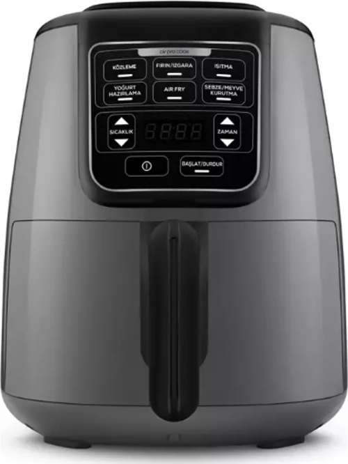 Air Pro Cook Köz XL Airfryer 4 lt Yağsız Space Gray Black Fritöz