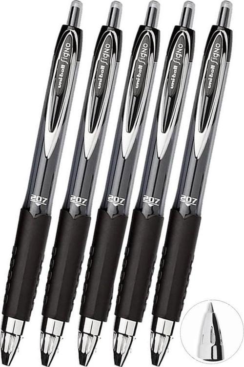 Siyah Pilot Kalem 5 Adet Uniball Signo 207 0.7 mm Roller Pilot Kalem Umn-207 Likit Mürekkepli Pilot Kalem Jel Kalem
