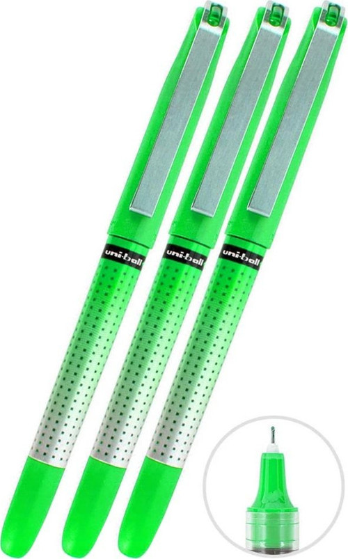 Yeşil Pilot Kalem 3 Adet Uniball Eye Needle 0.5 mm İğne Uçlu Pilot Kalem Ub-185 S İğne Uçlu Likit Mürekkepli Jel Kalem