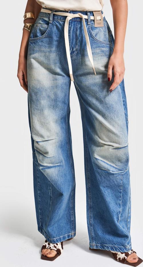 Kadın T.Kot Rengi 2S5-65 Barrel Balon Fit Bol Kesim Kemer Detaylı %100 Koton Denim Jean