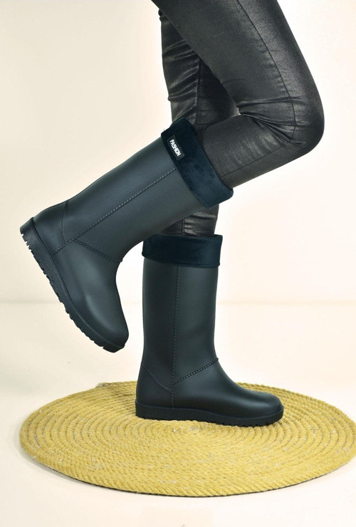 Modaonn Kadın Kürklü Fashion Yağmur Çizmesi