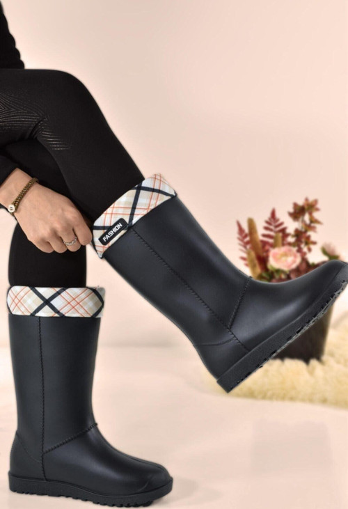 Modaonn Kadın Kürklü Fashion Yağmur Çizmesi