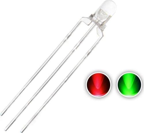 3mm 3 Bacak Çift Renk Led Diyot Kırmızı Yeşil - 5 Adet