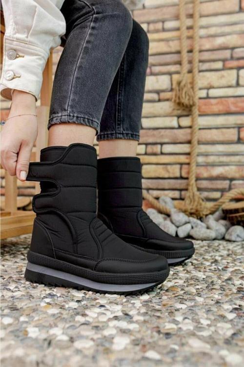 Modaonn Unisex Siyah Kürklü Kar Botu