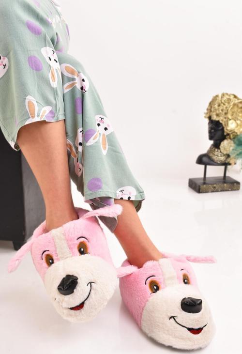 Unisex Köpek Figürlü Peluş Panduf Ev Pandufu Ev Botu