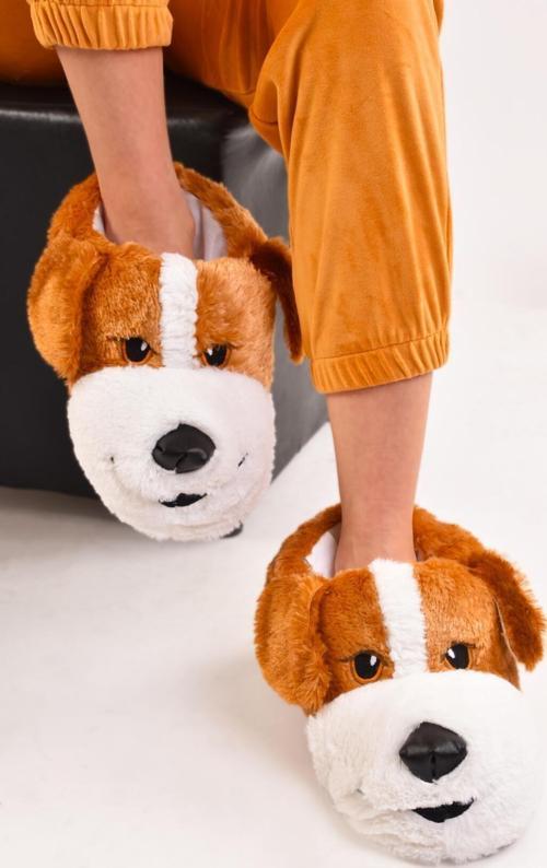 Unisex Köpek Figürlü Peluş Panduf Ev Pandufu Ev Botu