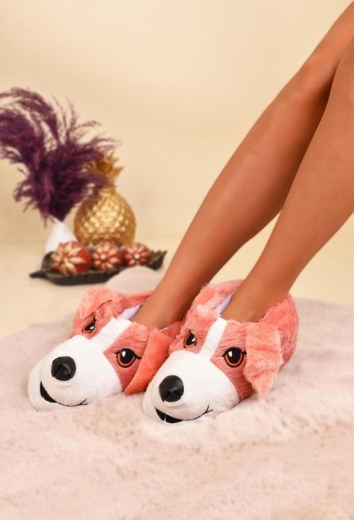 Unisex Köpek Figürlü Peluş Panduf Ev Pandufu Ev Botu