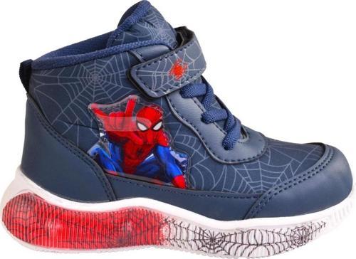 Spiderman Erkek Çocuk Işıklı Siyah & Lacivert Kaymaz Taban İçi Polarlı Spor Ayakkabı - Hafif Spor Bo