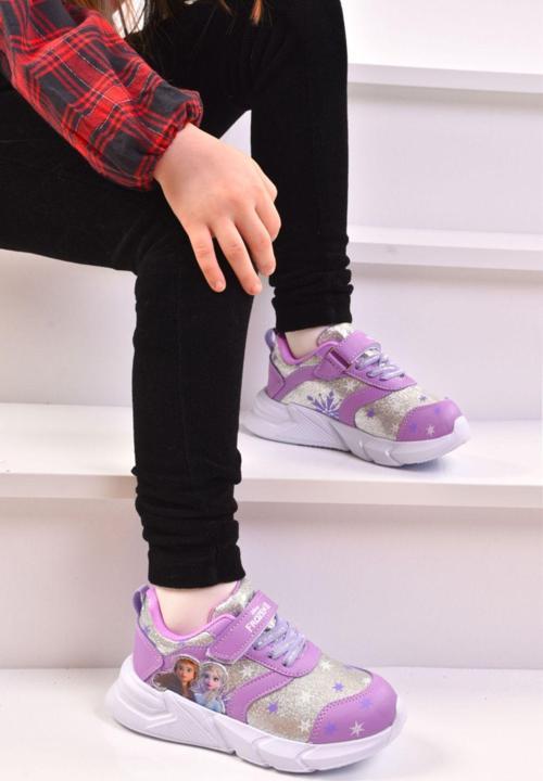 Mor - Frozen Elsa Anna Spor Ayakkabı Sneaker