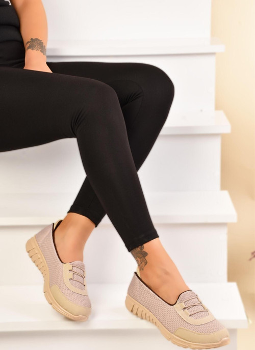 Kadın Siyah Beyaz Bağcıksız Rahat Hafif Memory Kalın Taban Yürüyüş Anne Günlük Bez Spor Ayakkabı