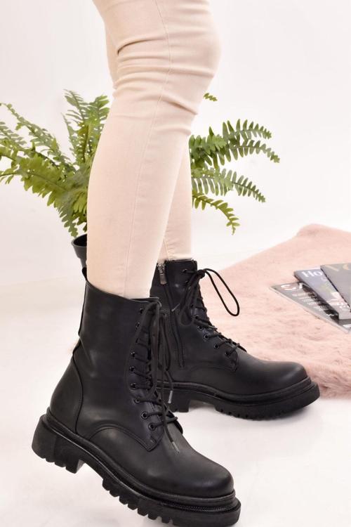 Kadın Siyah Rugan Bot  Bootie Postal