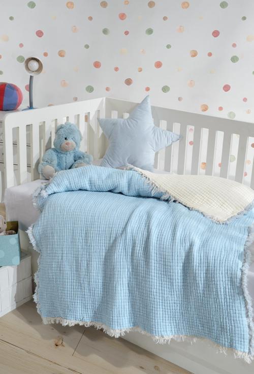  7 Kat Dolgulu Müslin Bebek Yorganı 120 X 120