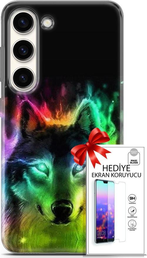 Samsung Galaxy S23 Kılıf Orijinal Seri Cardano 15 Kurt Neon Kalın Silikon + Ekran Koruyucu