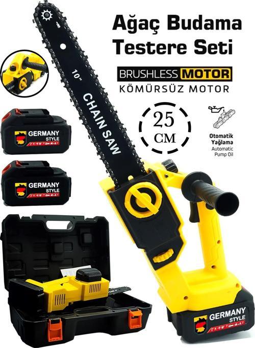 Pro Kömürsüz Motor Otomatik Yağlamalı 25 cm Palalı Şarjlı Dal Budama Testeresi