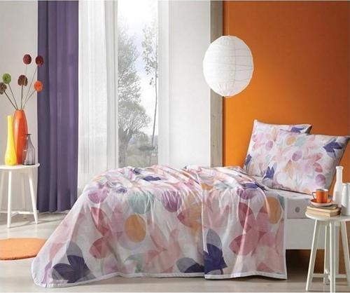 Magnolia Oranj Fitted Çarşaf Çift Kişilik Pike Takımı