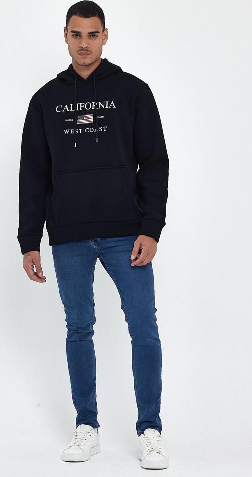 Süperlife Erkek Rahat Kalıp İçi Polarlı 3 iplik Kanguru Amerikan Baskılı Cepli Swetashırt Spr24sw01