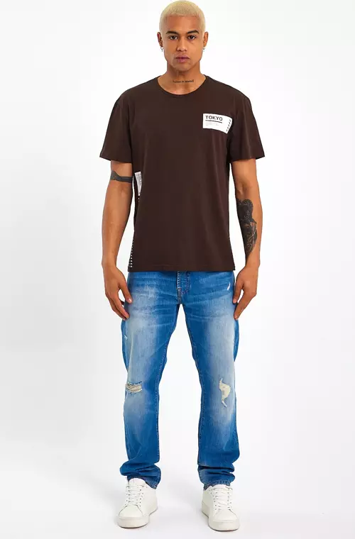 Süperlife Erkek Bisiklet Yaka Regular Fit Tokyo Baskılı Tişort SPR23ts303