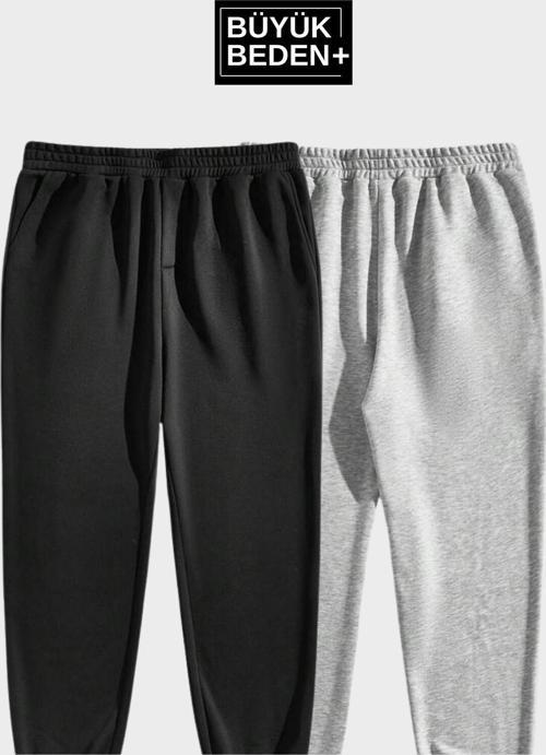 Süperlife Ikili Büyük Beden Reçme Paça İnce Eşofman Altı SPR25BEA52-2