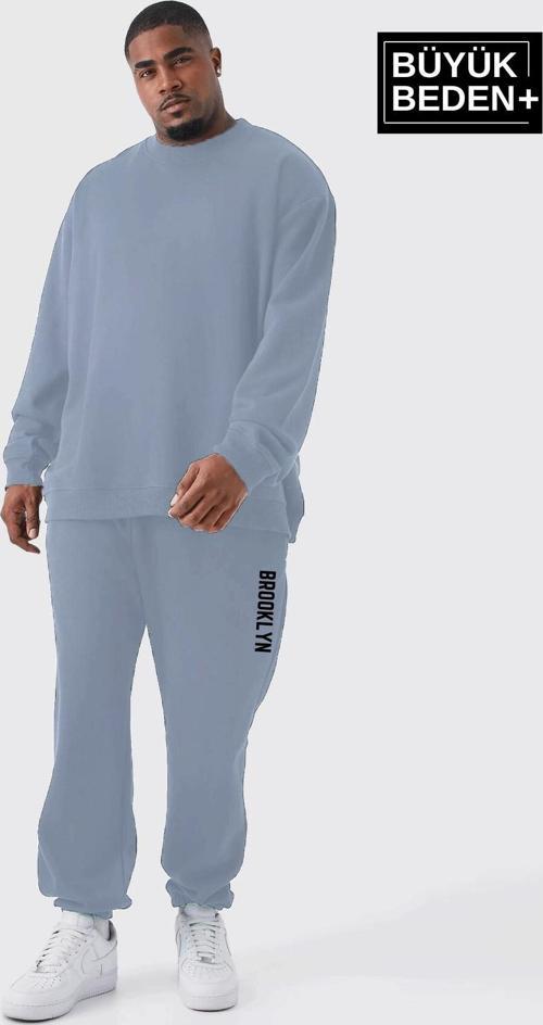 Süperlife Erkek Büyük Beden Paça Lastikli Brooklyn Baskılı İnce Eşofman Altı SPR25EA53