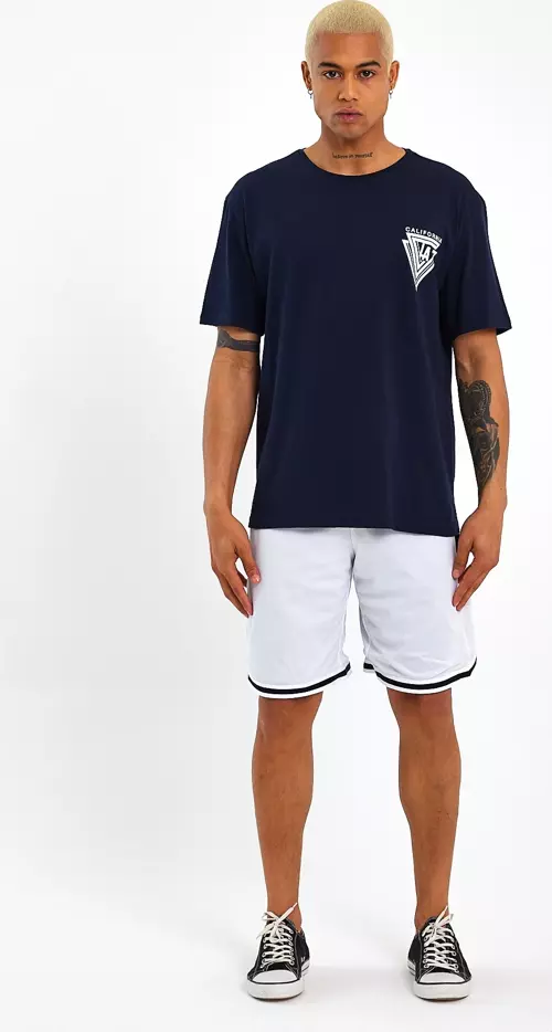 Süperlife Erkek Bisiklet Yaka Oversize Fit Baskılı Tişort spr23TS001