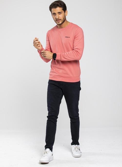 Süperlife Bisiklet Yaka Uzun Kollu Dar Kalıp İnce  Erkek Sweatshirt SPR2019K18