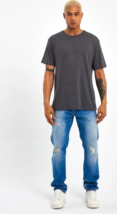 Süperlife Erkek Bisiklet Yaka Oversize Fit Tişort SPR21Y30