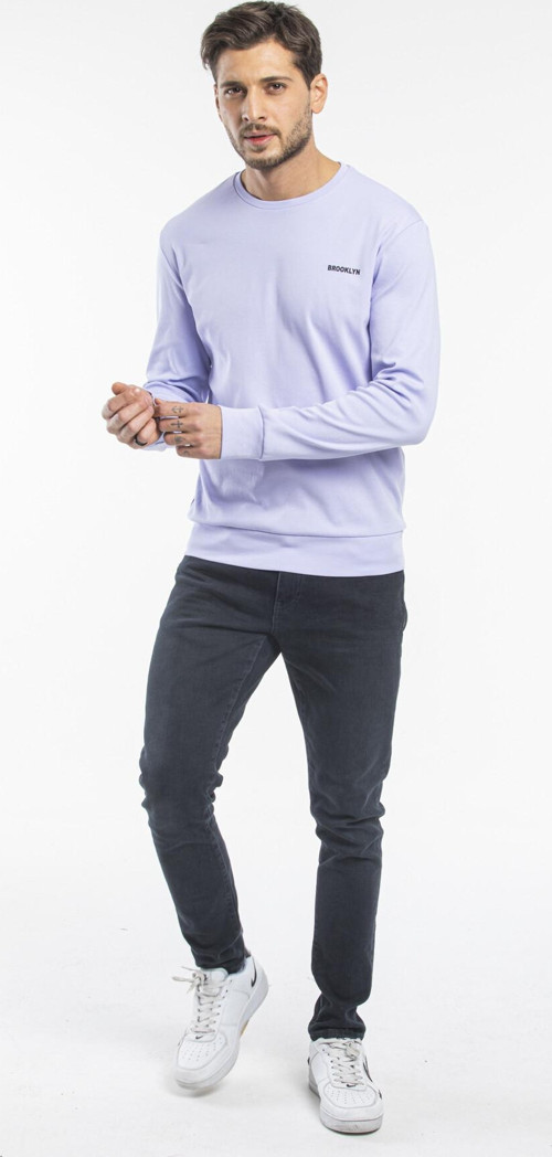 Süperlife Bisiklet Yaka Uzun Kollu Dar Kalıp İnce Erkek Sweatshirt SPR2019K18