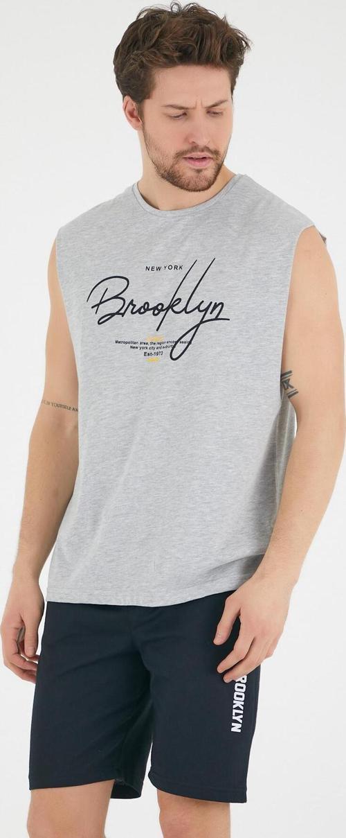 Süperlife Erkek Bisiklet Yaka Regular Fit Brooklyn Baskılı Tişört SPR22TS115