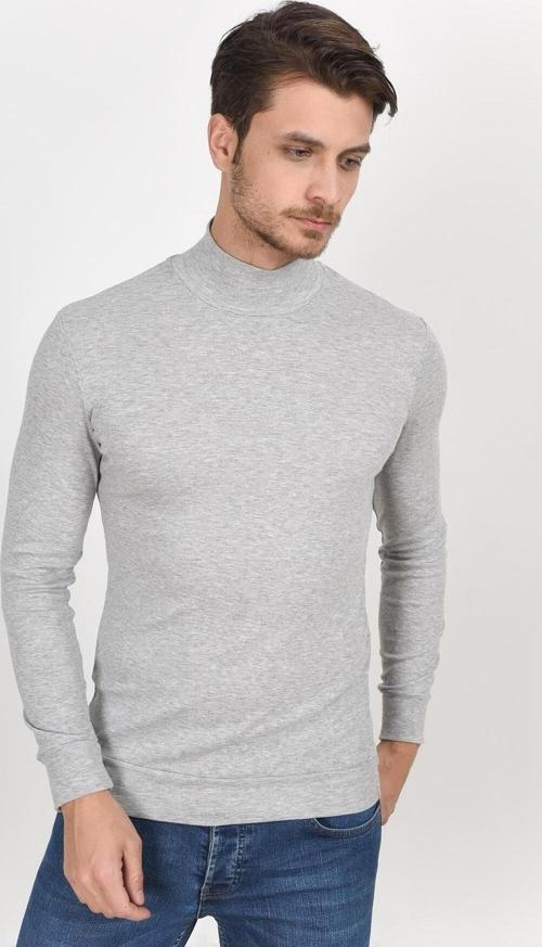 Süperlife Balıkcı Yaka Uzun Kollu Dar Kalıp İnce Erkek Sweatshirt SPR 2019K21