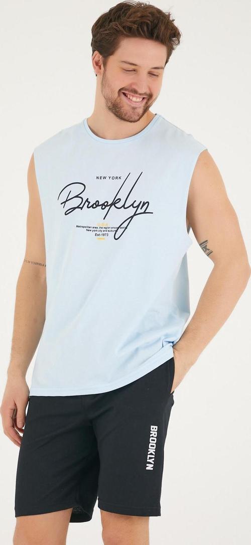 Süperlife Erkek Bisiklet Yaka Regular Fit Brooklyn Baskılı Tişört SPR22TS115